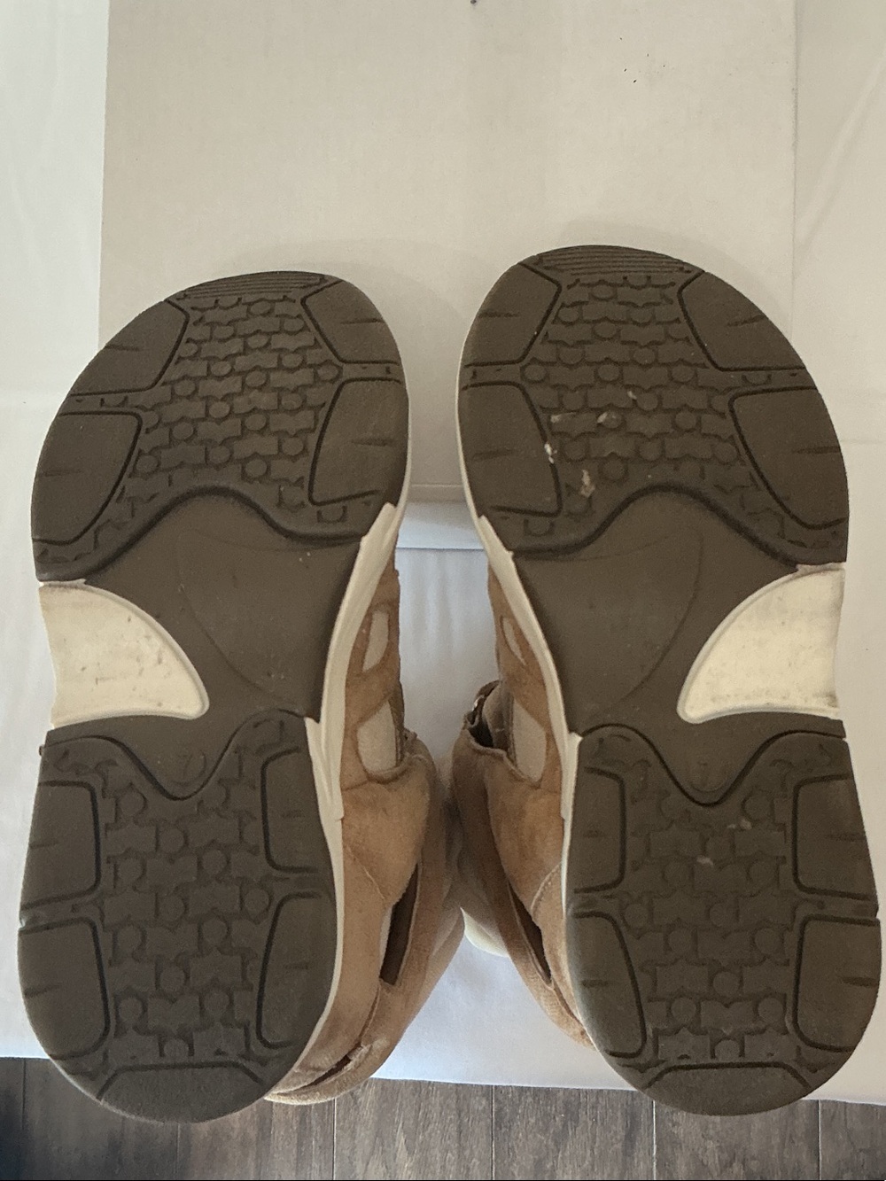 High-Top Suede Platform Sneakers in Tan and Cream - Women's - Picture 6 of 6